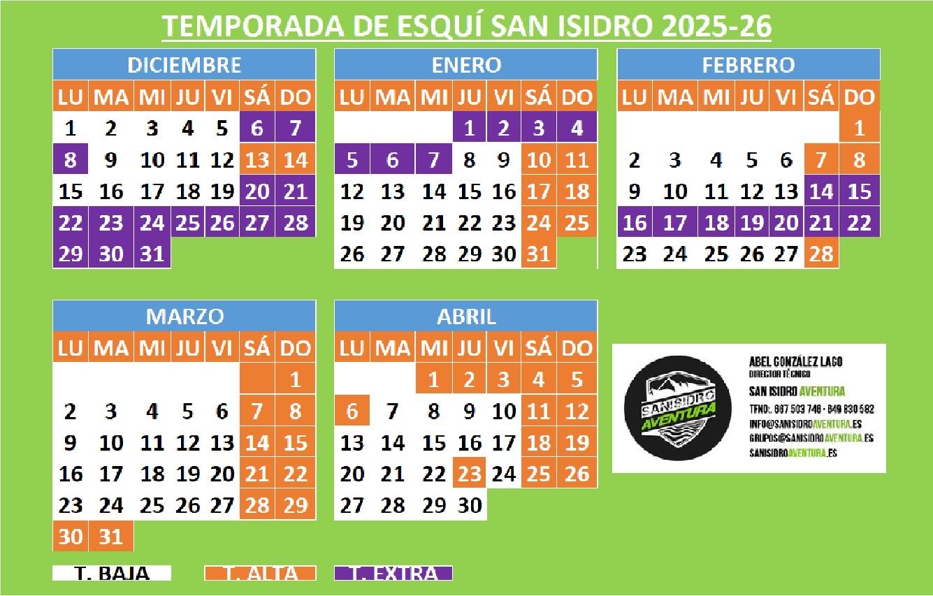 Calendario temporada 2025-2026
